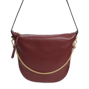 All Saints Blake burgundy leather shoulder bag.